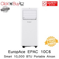 EuropAce EPAC 10C6 Smart Portable Aircon. 10,000 BTU. Silver Ion Filtration. 5 Year Warranty.