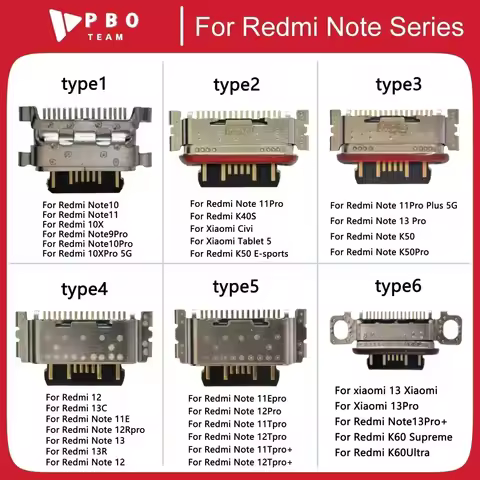 10Pcs Type-C USB Charger Dock Charging Port Connector Jack Plug For Xiaomi Redmi Note 10 11 11E 11S 