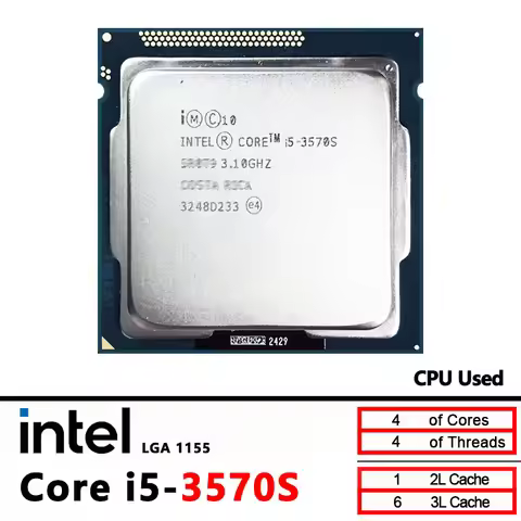 Intel Core i5-3570S i5 3570S 3.1 GHz Used Quad-Core CPU 6M 65W LGA 1155