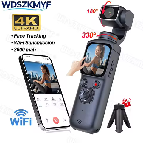 New 4K Action Camera 330° Face Tracking Gimbal Stabilizer 2400mah WiFi Function Pocket Gimbal Camera