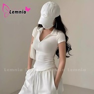 Short-Sleeve T-Shirt with Zipper Collar Tear Drop Flap Long Ribbed T-Shirt DD52, Women's Bodycon Pol