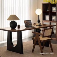 實木餐桌胡桃木色原木客廳餐桌椅長書桌工作檯大板一體會議辦公桌