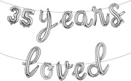 35 Years Loved Balloon Banner, Multicolor Glitter Garlands for 35th Birthday/Wedding Anniversary Par