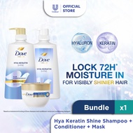 Dove Hya Keratin Shine Set [ Shampoo 650ml + Conditioner 630ml + Mask  220g]