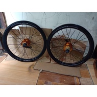 Folding bike wheelset size 16 plus 349 litepro brand mix hub freehub cassette pacific