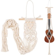 CREATCABIN Ukulele Wall Mount Hanger White Macrame Guitar Wall Hanger 7.87" x 37.4" Cotton Boho Hang