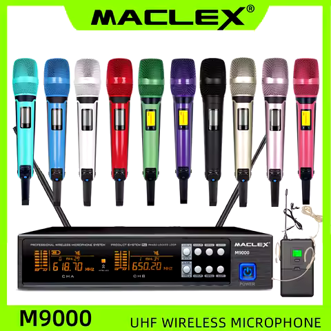 Maclex Karaoke Stage Performance Home KTV SKM9000 M9000 UHF Professional Wireless Dual Microphone Sy