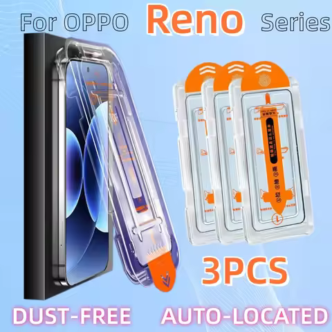 2PCS HD Clear Tempered Glass Screen Protector for Oppo Reno Series Auto Dust-Free Film Reno 14 pro 1