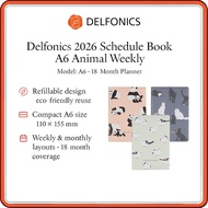 Delfonics 2026 A6 Animal Weekly Planner – Compact 18-Month Refillable Schedule Book (Oct 2025 Start,