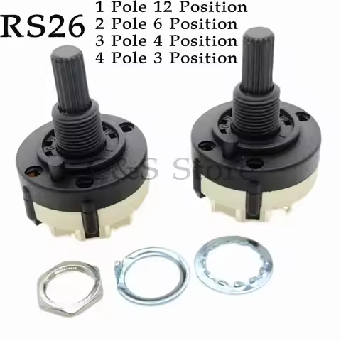 2pcs RS26 Selectable Band Rotary Channel Selector Switch Single Deck Rotary Switch Band Selector 1P1