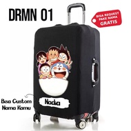 HITAM [75] Luggage Cover 20 24 29 inch inc Cabin Elastic Large Doraemon Motif Black Elastic Luggage Protective Cover Size S M L Cabin Polo Lojel Cubo Large Samsonite Can Request Using Name For Free