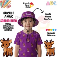 Custom Deer Screen Printed Children's Bucket with Name Embroidery for Ages 4 - 6 Years I Kindergarte