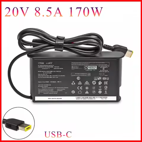 170W 20V 8.5A USB Laptop Power Adapter Charger For Lenovo Thinkpad P1 P50 P51 P52 P53 P70 P73 W540 W