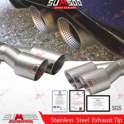 ER 1 Pcs Double Matte Stainless Steel Car Muffler Tip Exhaust Tip System Pipe Universal Exhaust Tip 