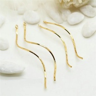 85m 10PCS DIY Earrings Making Supplies 14K Real Gold Plated Long Curved Wave Bar Pendants for  PB3