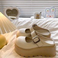 mary jane shoes women shoes French Mary Jane Half Slippers - Spring Style Thick-Soled Flat Sandals