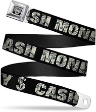 Seatbelt Belt - CASH MONEY $ Black/Dollars - 1.0" Wide - 20-36 Inches in Length