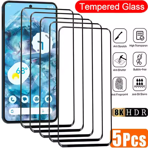 5PCS Clear Tempered Glass For Google Pixel 8 Pro 8 7 HD Full Cover Screen Protector For Google Pixel