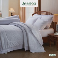 JESSICA ชุดผ้าปูที่นอน 5ฟุต​ รวมผ้านวม​​ ครบชุด สีขาว White​ ชุดเครื่องนอนเจสสิก้า สีพื้น​ สีขาว