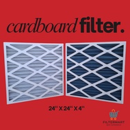 [READY STOCK] Cardboard Frame Air Filter 24"x24"x4" | HVAC / AHU / FCU Pre Filter | White / Blue