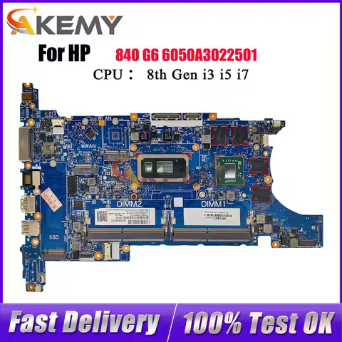 6050A3022501 For HP EliteBook 840 G6 850 G6 Laptop Motherboard L62756-601 With i5 i7 CPU V2G 100% Fu
