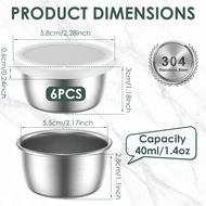 12/6Pcs Sauce Dipping Bowl Reusable Stainless Steel Seasoning Dressing Cup 1.4Oz Mini Round Sauce Di