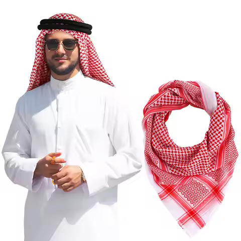 Men's Classic Arabian Headscarf Jacquard Square Scarf Dubai Middle East Ethnic Costume Saudi Arabia 