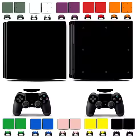 10 Pure Clean Solid Colors Vinyl Skin Sticker for Sony PS4 Pro PlayStation 4 Pro and 2 controller Sk