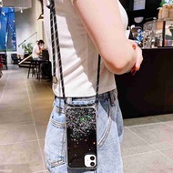 Bling Stars Soft Epoxy Silicone Phone Case Crossbody Lanyard Glitter Clear Cover With Neck Strap Rope Cord OPPO R9 R9S R11 R11S PLUS A39 A57 A59 A37 A73 F5 A83 A79 FIND X A71 A1K Realme 3 X X2 K3 K5