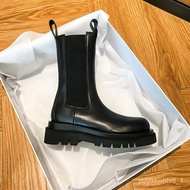 🚓Dr. Martens Boots WomenmonaInternet Celebrity Smoke Pipe Boots Female British Style Middle Boots2024Spring and Autumn N