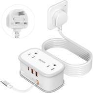 UK Adapters for Travel, US to UK Plug Adapter 2 Outlets 3 USB Ports, 5ft Travel Power Cord with Retr