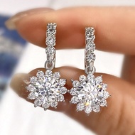 1 Pair Sunflower Tassel Earrings 1.0CT-2.0CT Moissanite Diamond Earrings S925 Sterling Silver Weddin