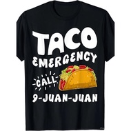 Funny Taco Emergency Call 9 Juan Mens T-Shirt - Cotton, Short Sleeve, Crew Neck Perfect for Everyday