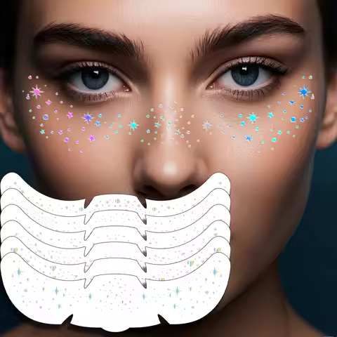 6pcs Laser Freckles Makeup Patches Glitter Aurora Metallic Freckles Temporary Tattoo Stickers for Wo