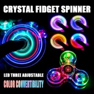 ⭐SG Local⭐LED Light Fidget Spinner Hand Top Spinners Glow In The Dark Crystal Rainbow Transparent ED