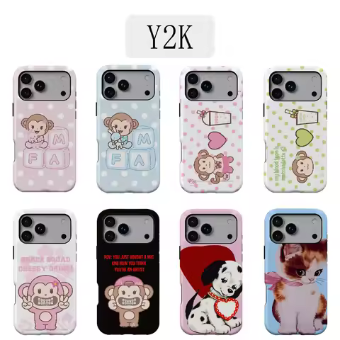 Luxury Y2K Cute Sweet Biye Monkey Phone Case for iPhone 17 16e 16 15 14 13 12 11 X XS XR XSMAX 7 8 A