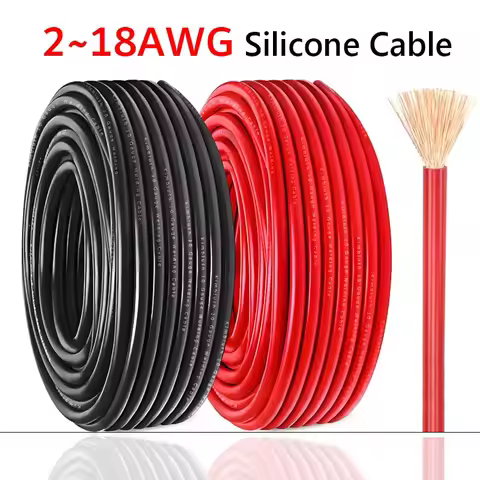 High Voltage AC Power Cable 2 4 6 8 10 12 14 16 18 AWG Silicone Electrical Wire Heat-Resistant Coppe