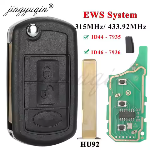 jingyuqin EWS ID44 / ID46 315/433.92Mhz Flip Car key for LAND ROVER Range Rover Vogue 2006-2009 HU92