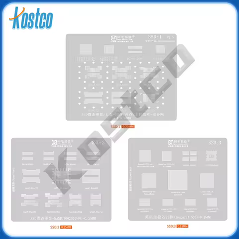 Amaoe SSD1 2 3 BGA Reballing Stencil Template For DDR SSD NAND Memory IC BGA96/136/152/132/272/316/1