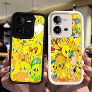 N38 Tweety bird Black and white silicone Casing for VIVO T4 Y28 Y28s Y17S V25E iQOO Z9 Z10 Z9X 13 V2