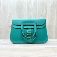 Hermers U4絲絨綠T/C皮金釦halzan31五用包