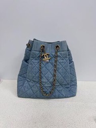 Chanel牛仔水桶包帆布大號水桶