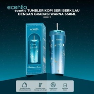 ECENTIO Radiance Tumbler Stainless Ramadan Water Bottle Drinking Place 650ml Glass Tumbler Straw 650