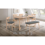 Ready Stock Dining Table Wood Top Set with Chairs