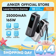 Anker Laptop Power Bank 25000mAh 165W Fast Charging Built-in Dual USB C Cable Portable Charger A1695