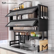 Rak Pinggan Sinki Dustproof Over Sink Dish Rack 55-125cm Rak Dapur Dish Drainer Mangkuk