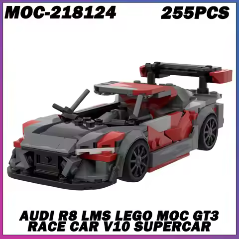 255PCS MOC-218124 Audi R8 LMS Lego MOC GT3 race car v10 supercar Building Blocks Brick Racing Techni