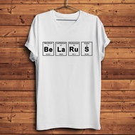 Elements periodic table Belarus letter print funny geek tshirt men white casual unisex streetwear t 