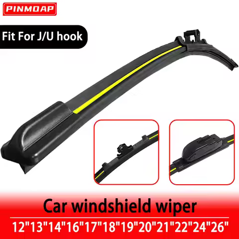 PINMOAP New Yellow Stripe Design Car Windshield Wiper Blade Universal U/J Hook 12"13"14"16"18"19"20"