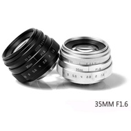 Foleto Fujian 35mm F1.6 CCTV Teion TV + Lens Adapter Ring C Mount for canon EOS M nikon j1 sony nex 